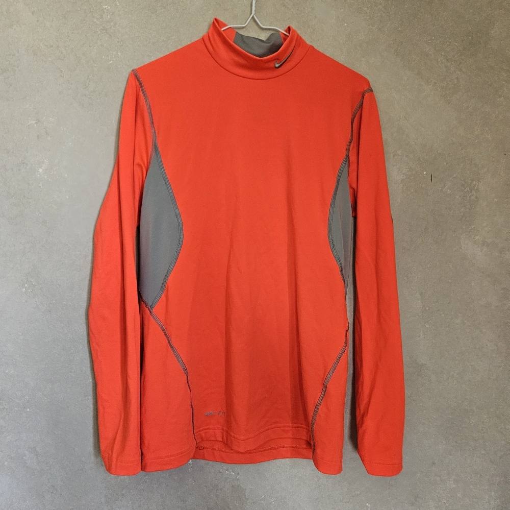 NIKE PRO COMBAT neon orange, size S long sleeved athletic shirt